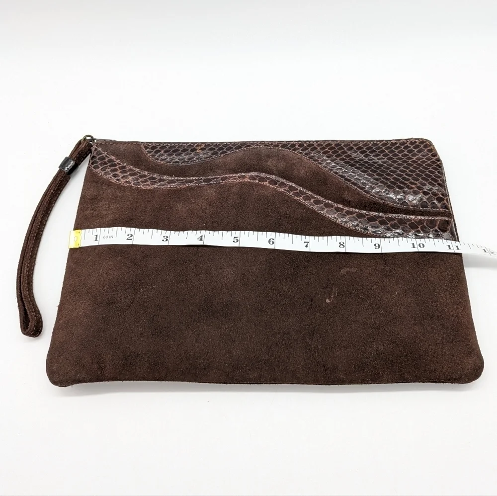 Vintage Ruth Saltz Brown Suede Clutch Bag Purse